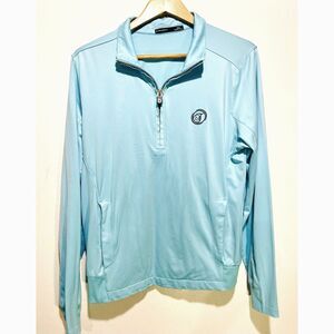 B. draddy performance long sleeve polo shirt golf summer sports blue men M